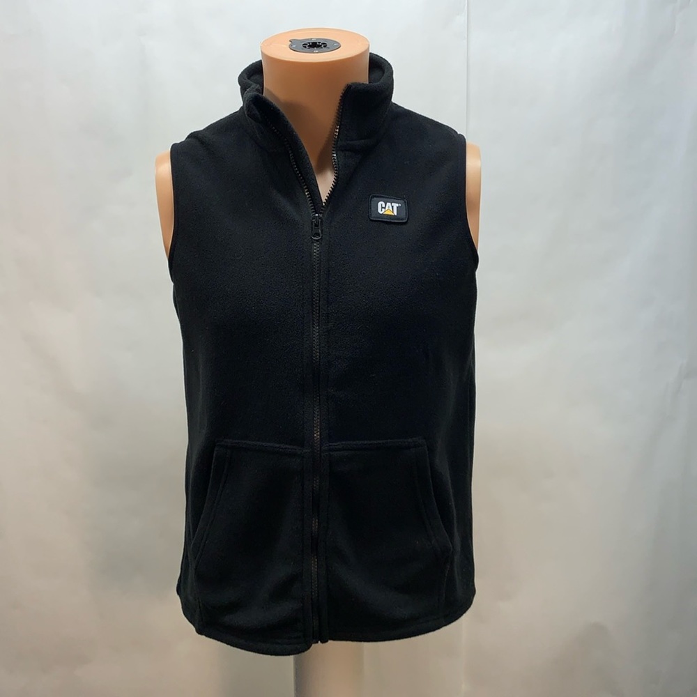 CAT Caterpillar Boy's black  Fleece Vest Size large 14/16